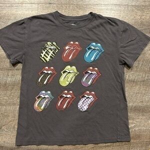 The Rolling Stones charcoal gray pop art logo print T-shirt size small